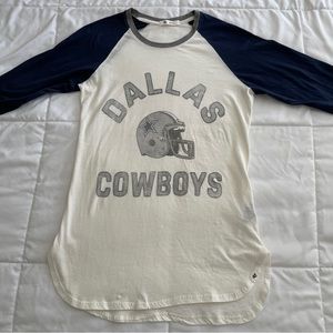 Dallas Cowboys ‘47 Frankie Raglan 3/4 Sleeve Overturn Baseball Tee Slim VTG NFL